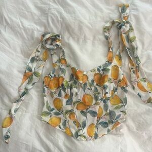Floral Lemon Print Women's Top
